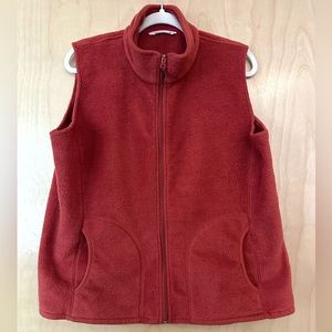 Woolrich Red Fleece Vest Full Zip Pockets Mock Neck Outdoors Hiking Womens XL